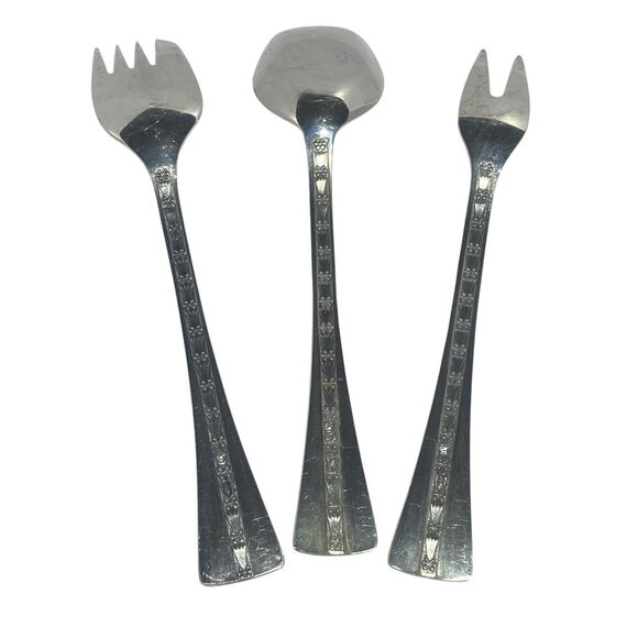 Vintage Russian Soviet USSR 916 Silver Dessert Forks Spoon 3pc Set with Gift Box - Picture 6 of 13